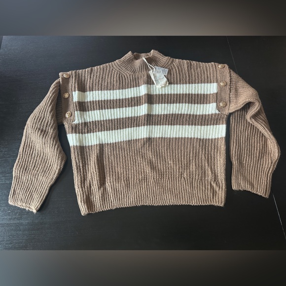 Hem & Thread Tan and Cream Knit Sweater - Picture 1 of 4